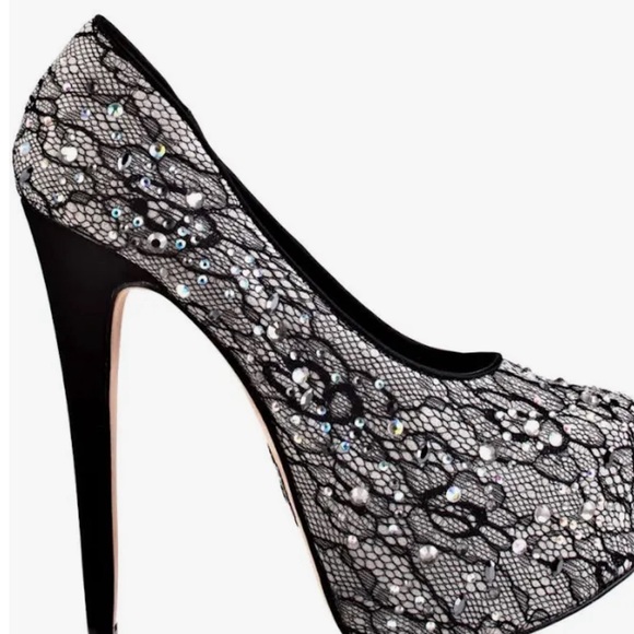 ZigiNY Blacklabel Lace and Rhinestone Stilettos. Size 10. New without tag. - Picture 2 of 5